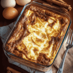 Close-up of a wholesome apple cinnamon cottage cheese bake slice, creamy layers of apples and cottage cheese topped with cinnamon.