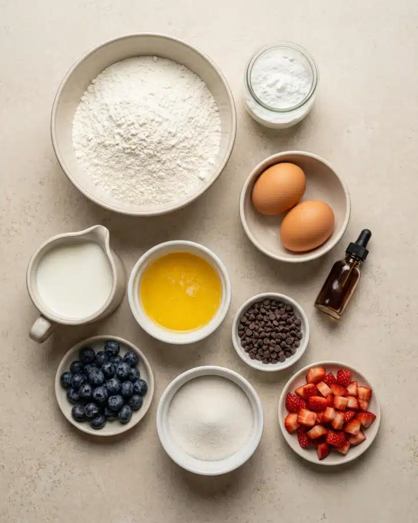 Breakfast Pancake Poppers Ingredients Layout