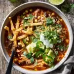 Hearty Mexican-Style Chicken Soup with Crispy Tortilla Strips