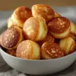 Homemade Breakfast Pancake Poppers on Linen Cloth