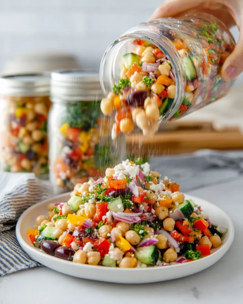 Close up view of a freshly made dense bean salad in a white bowl