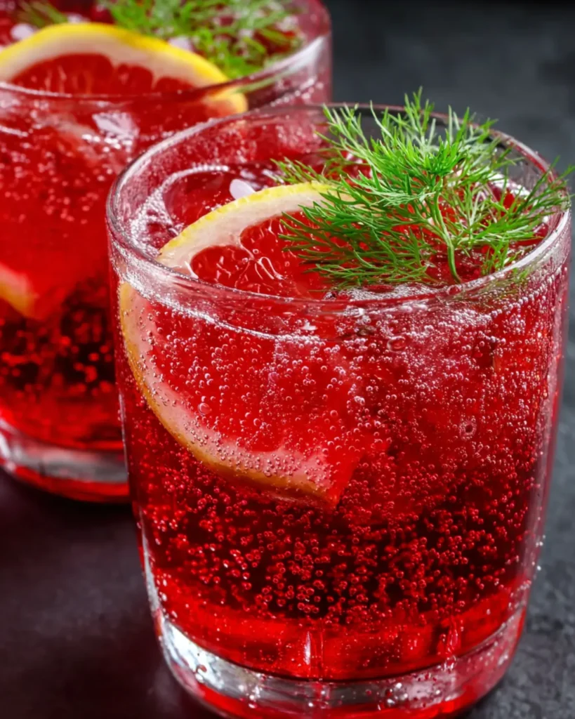 Close up of Lipojaro Jello Recipe served in a clear glass with grapefruit slice and fresh dill garnish