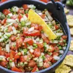 authentic pico de gallo recipe served in bowl with tortilla chips fresh homemade salsa