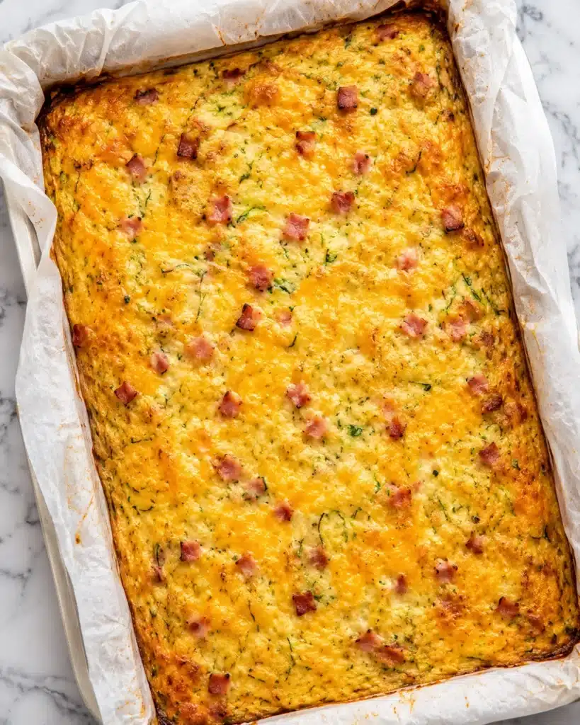 Freshly Baked Zucchini Slice in Oven Tray